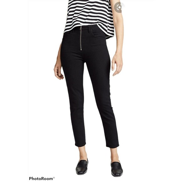 Agolde Nico Zip Front high-rise Black Jeans, 25R - Picture 1 of 12